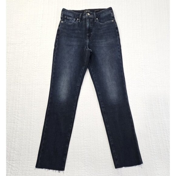 Banana Republic Premium Jeans Women's 27L (28x30) Raw Hem Dark Wash Leggings EUC - Picture 1 of 14